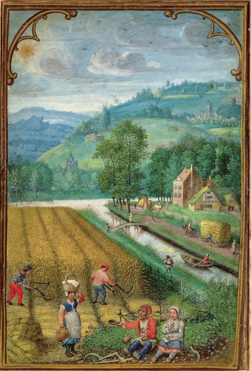Tilføj 18855 september: høst, pløjning og såning, fra en timebog, ca. 1540 af Simon Bening