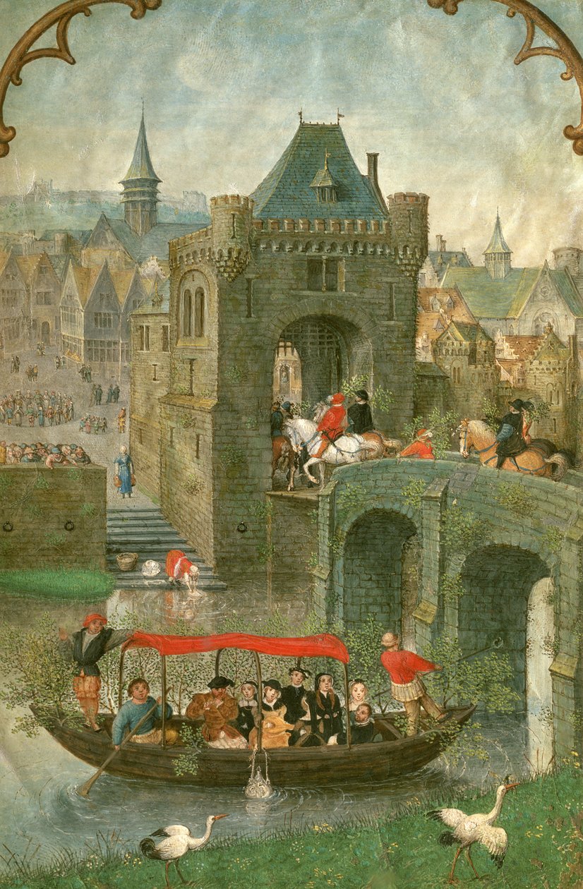 Yderligere 18855: Sejlads i maj måned, fra en timebog, ca. 1540 af Simon Bening