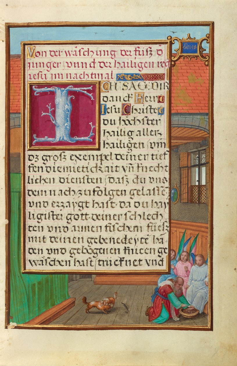 Kant med Abraham, der vasker fødderne på de tre engle af Simon Bening