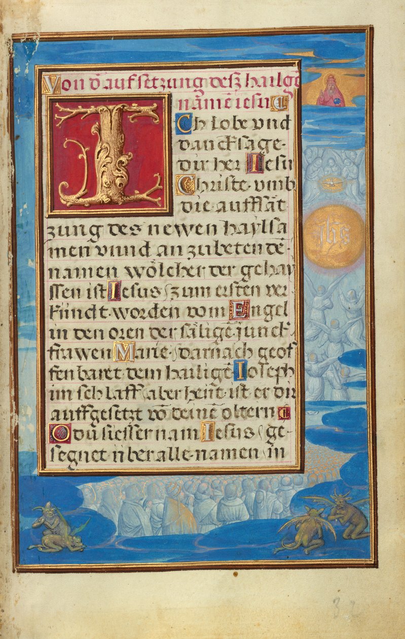 Rand mit der Anbetung des Namens Jesu af Simon Bening
