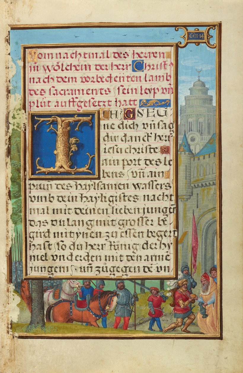 Grenze mit dem Treffen von Abraham und Melchisedek af Simon Bening