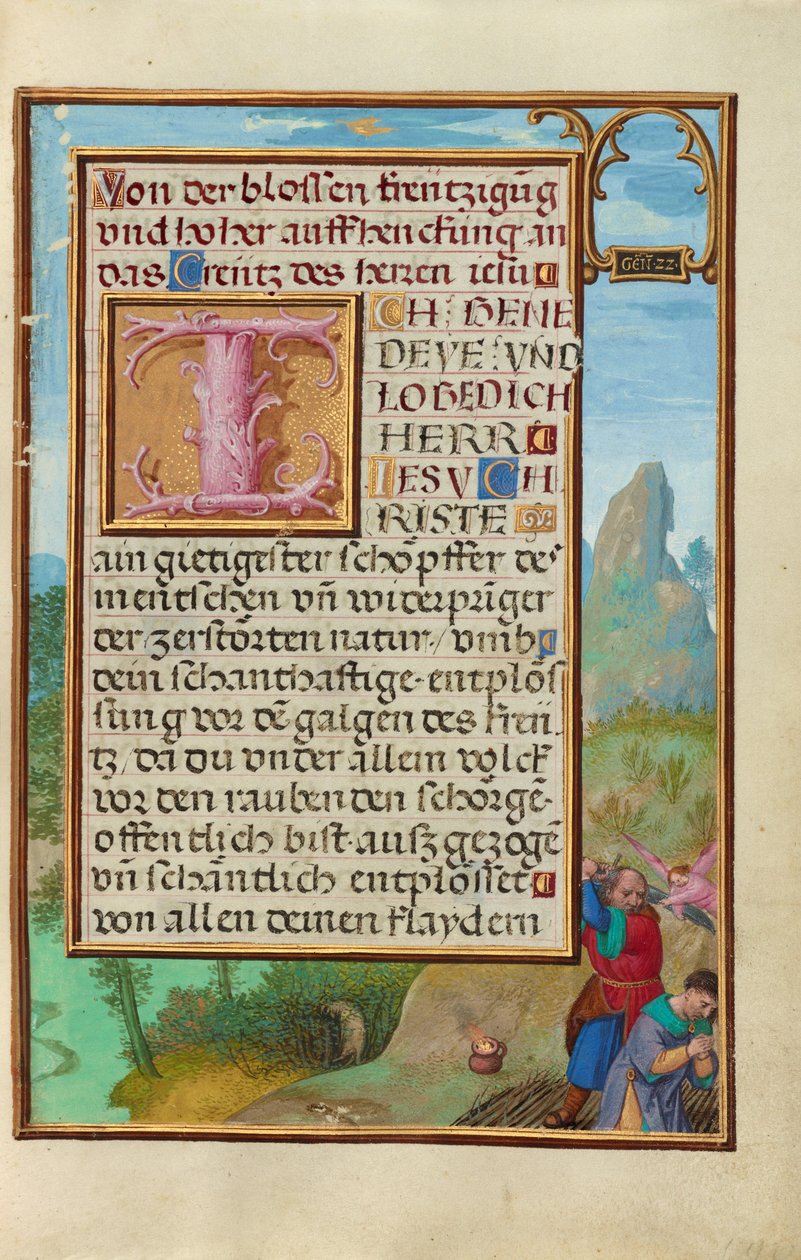 Rand mit dem Opfer Isaaks af Simon Bening
