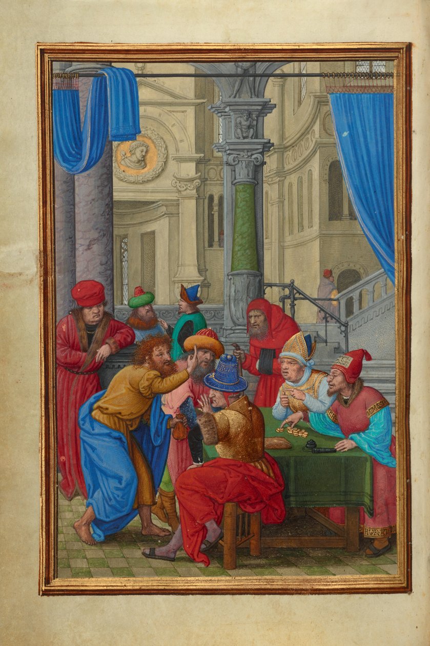 Judas modtager de tredive sølvpenge af Simon Bening