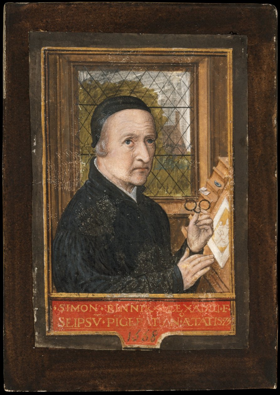 Selvportræt, 1558 (tempera og bladguld på pergament) af Simon Bening