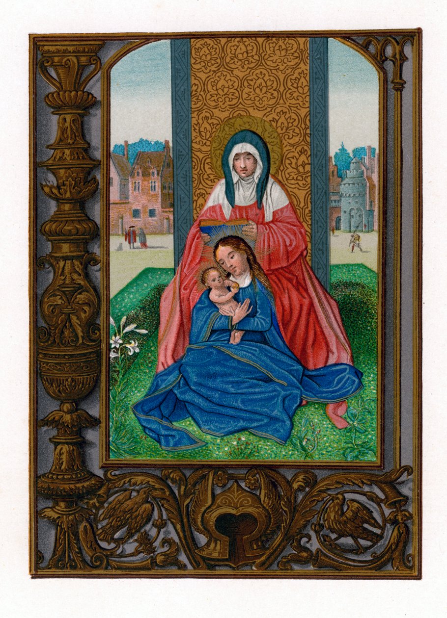 Sankt Anne med Jomfru og barn, 1516-1529 af Simon Bening