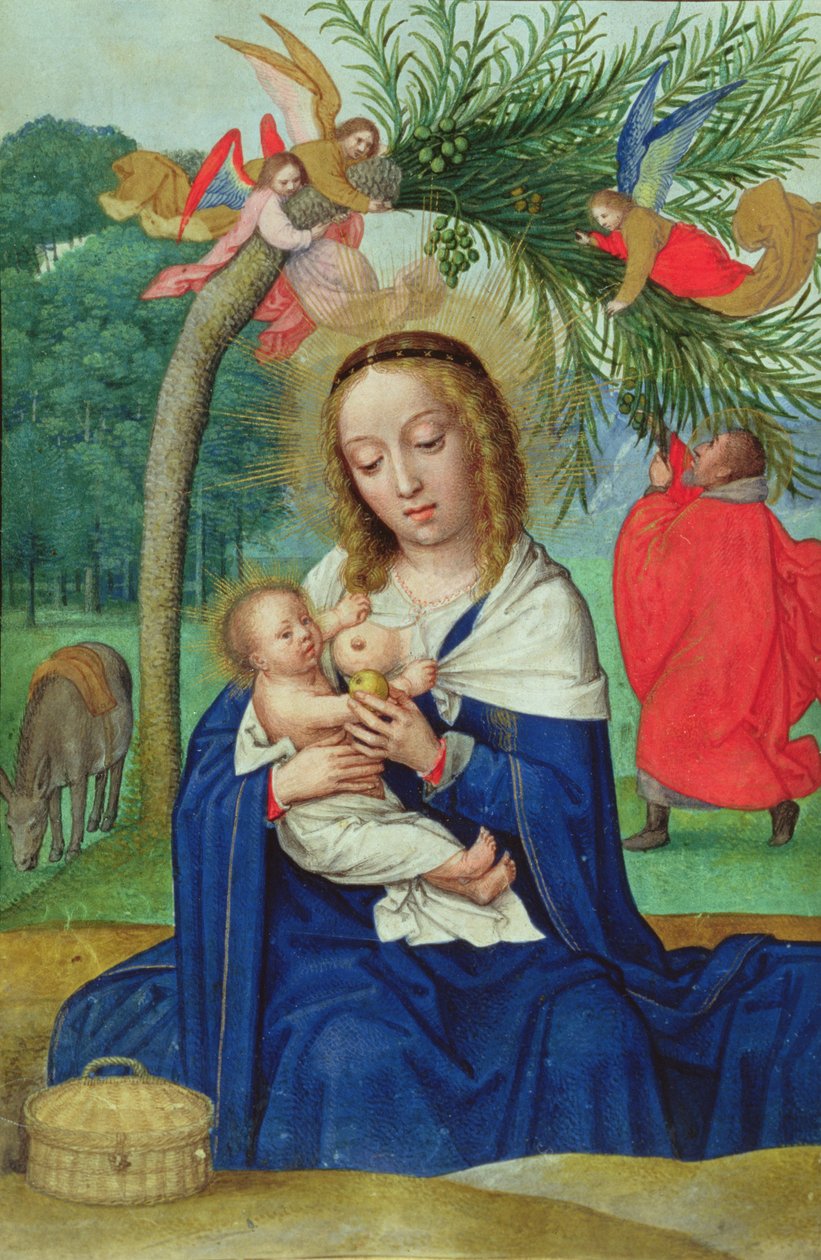 The Rest on the Flight into Egypt, miniature fra Norfolks timebog (vellum) af Simon Bening