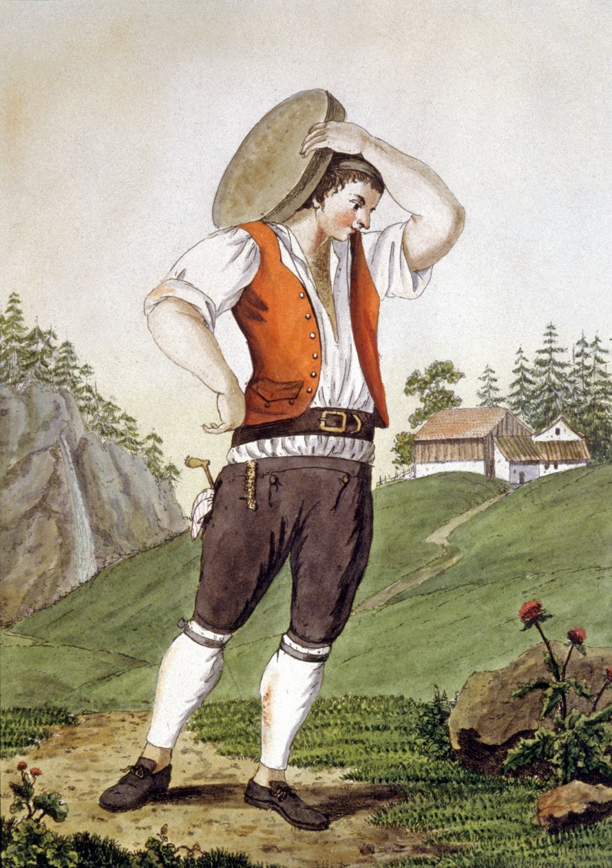 Kohyrde i Schweiz, begyndelsen af det 19. århundrede (gravering) af Simon Daniel Lafond