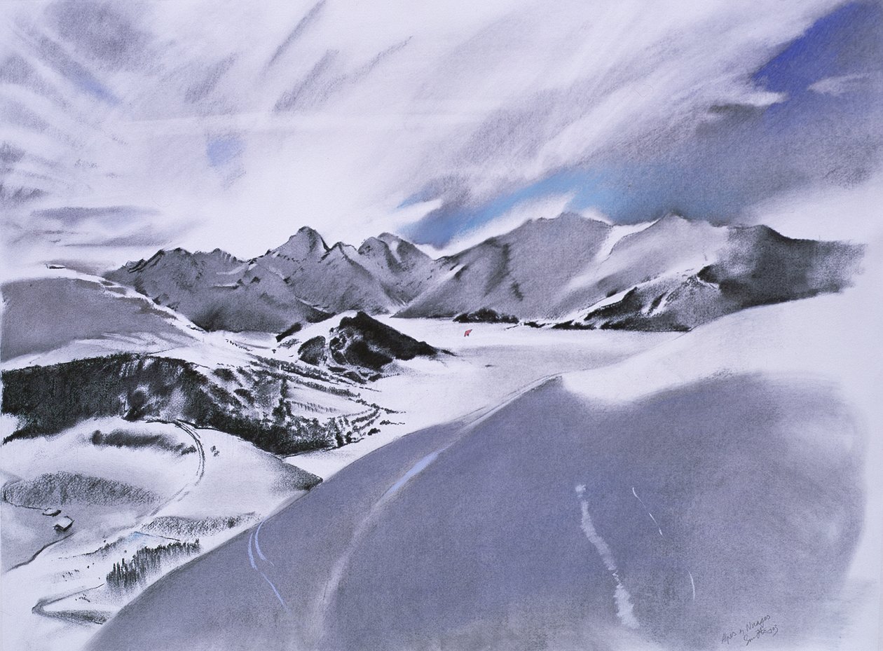 Alpes et nuages, 2003 (pastel og blandede medier på papir) af Simon Fletcher