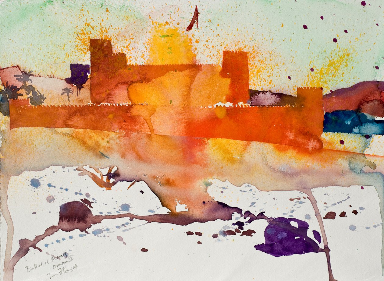 Birkat al Marez, Oman II, 2004 (akvarel) af Simon Fletcher