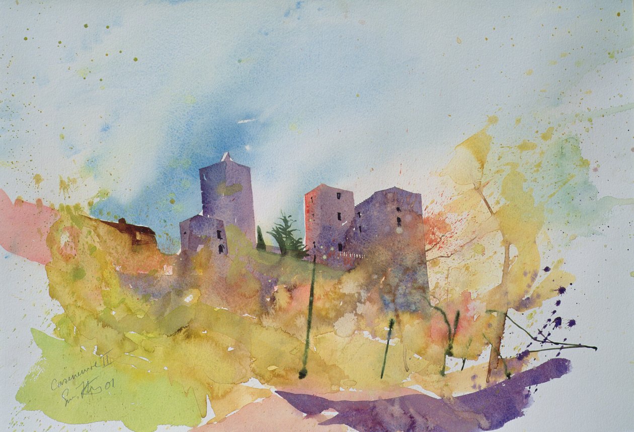 Caseneuve, Frankrig, 2001 (akvarel) af Simon Fletcher