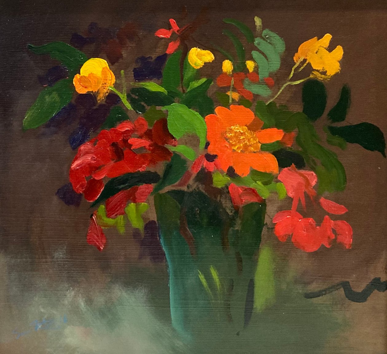 Cassia  Tithonia (olie på plade) af Simon Fletcher