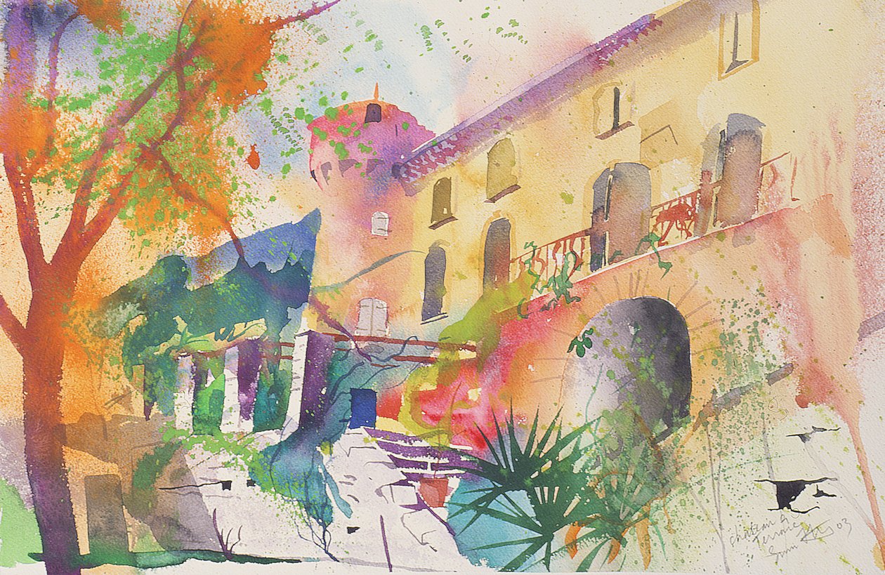 Chateau and Terrace, 2003 (akvarel på papir) af Simon Fletcher