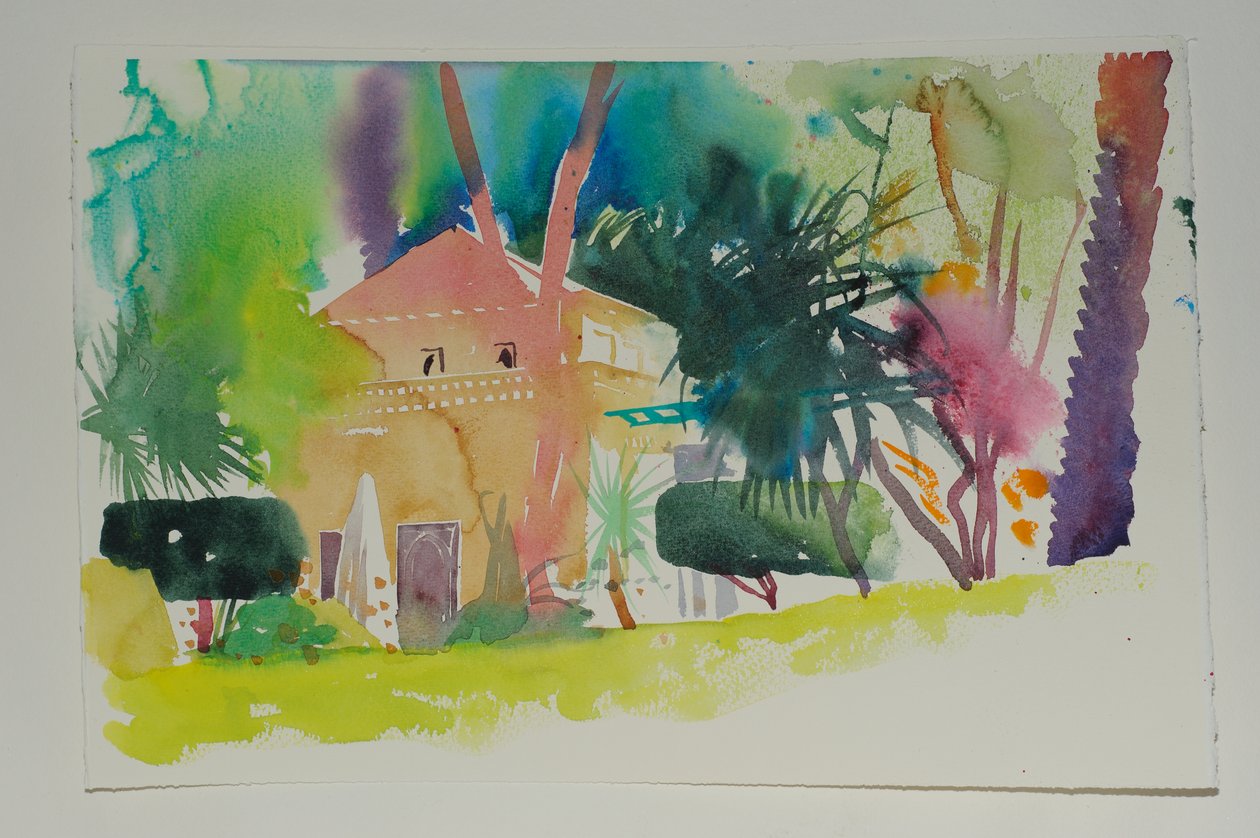 Dar Zemora Pavillion 2, 2010 (akvarel på papir) af Simon Fletcher
