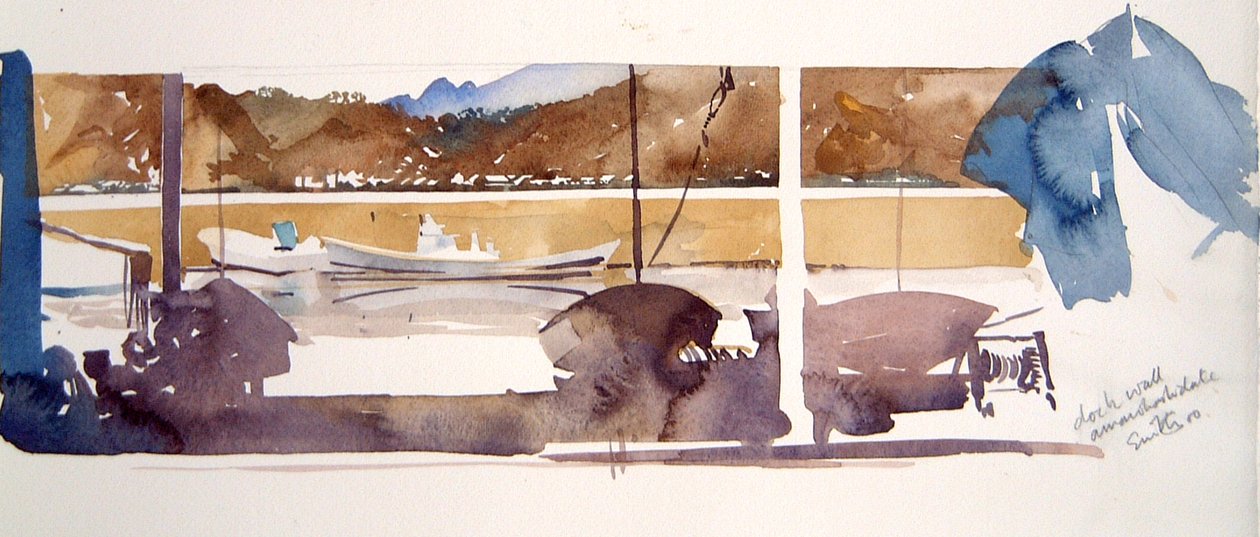 Dock Wall Amanohashidate, 2000 (akvarel) af Simon Fletcher