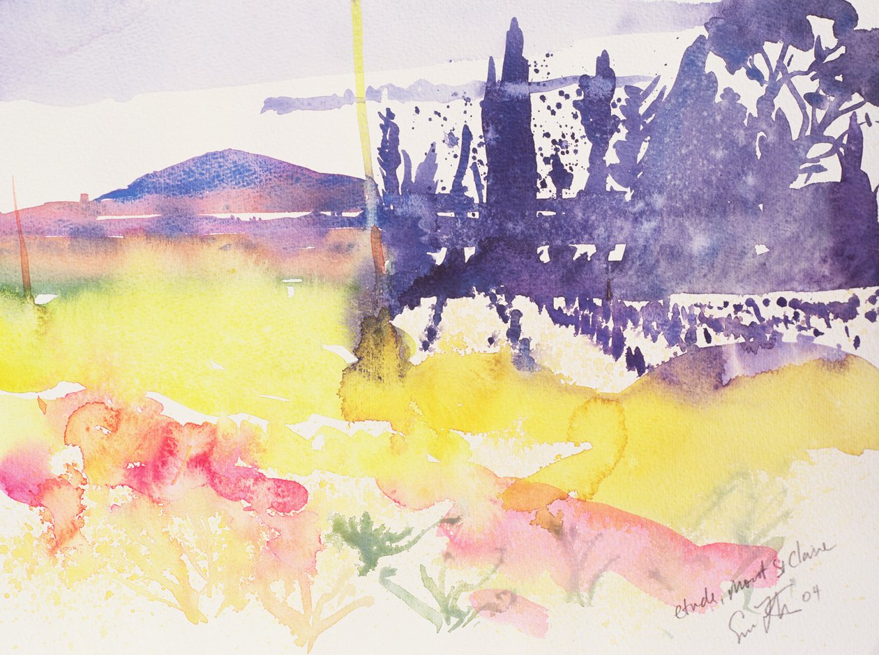 Etude Mont St. Clair, 2004 (akvarel på papir) af Simon Fletcher