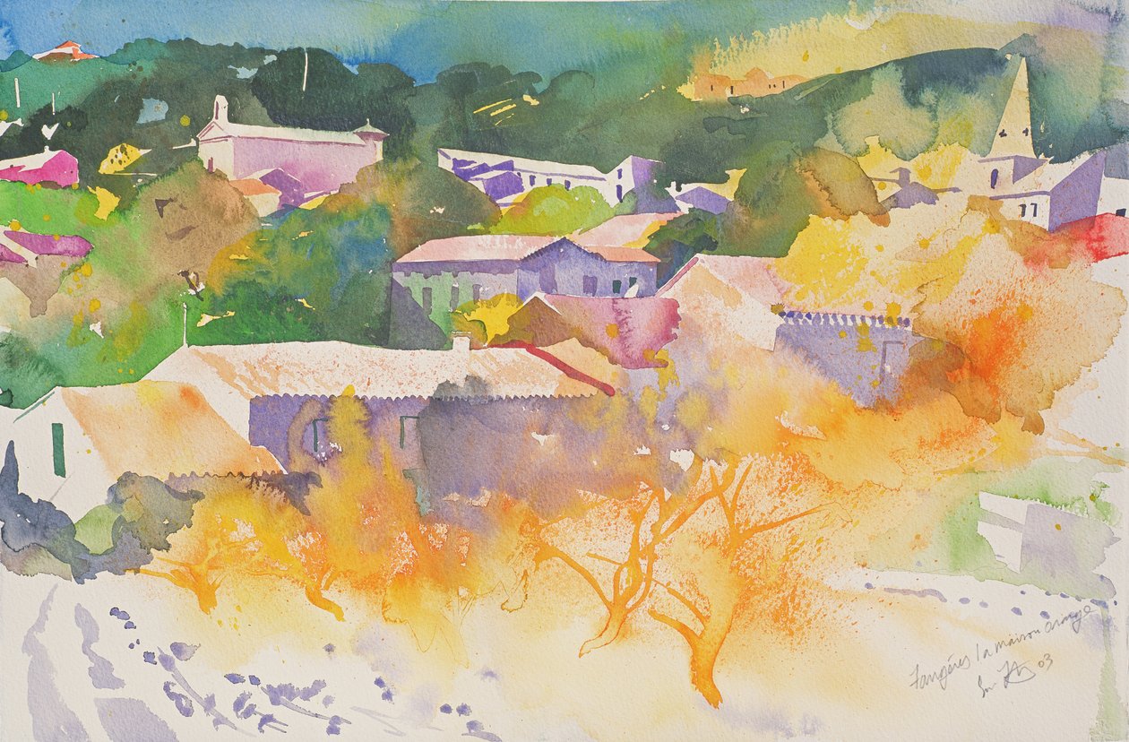 Faugeres, La Maison Orange, 2003 (akvarel på papir) af Simon Fletcher