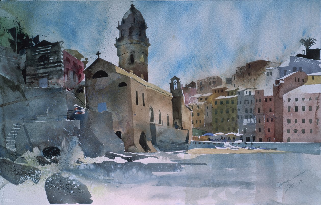 Fernazza, Cinque Terre, 2002 (akvarel på papir) af Simon Fletcher