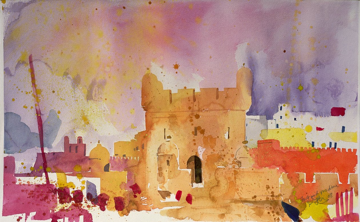 Fort og Medina (akvarel på papir) af Simon Fletcher