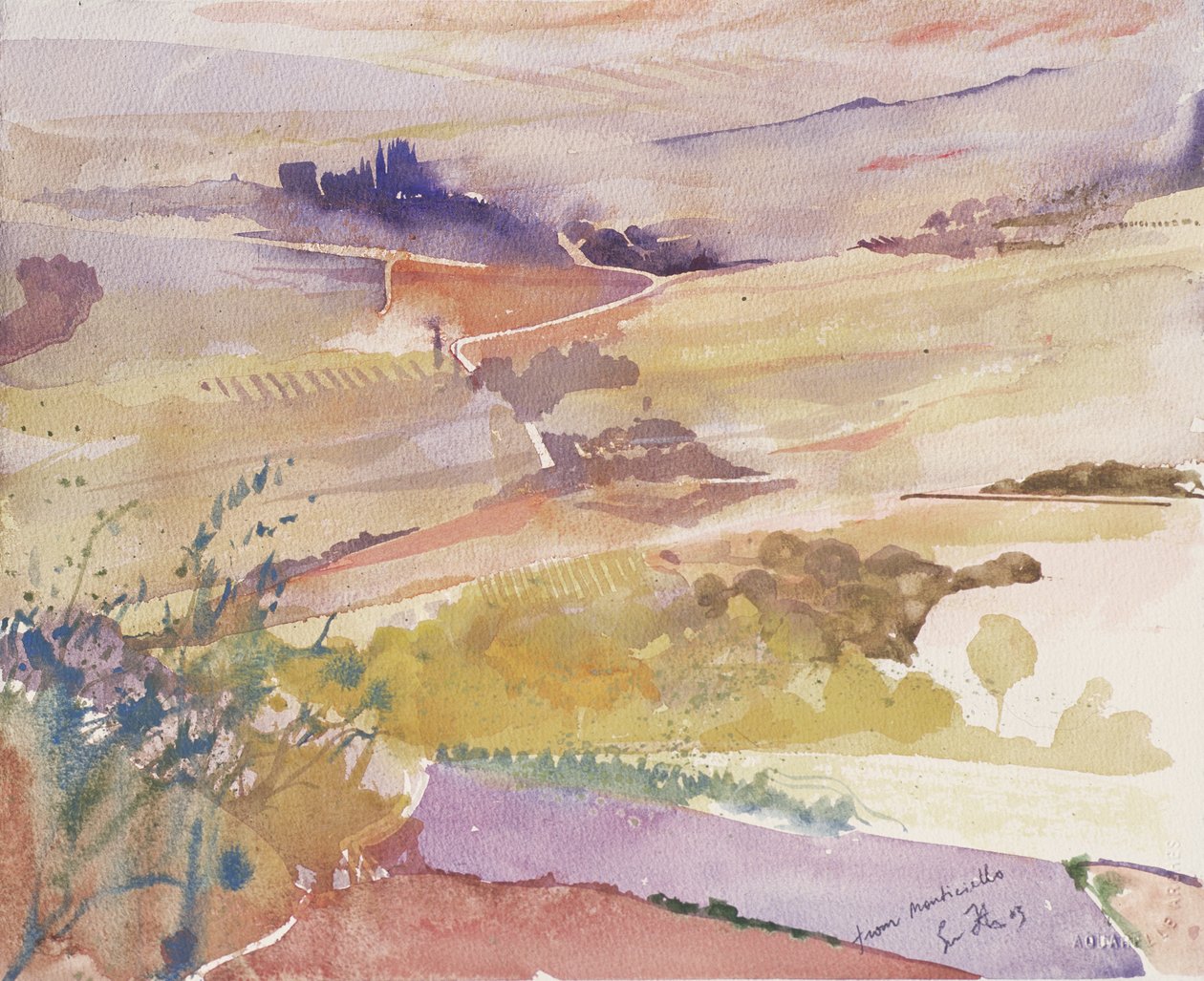 Fra Monticello, Italien, 2003 (akvarel) af Simon Fletcher