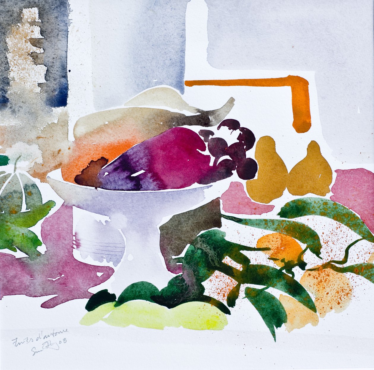 Efterårsfrugt, 2008 (akvarel) af Simon Fletcher
