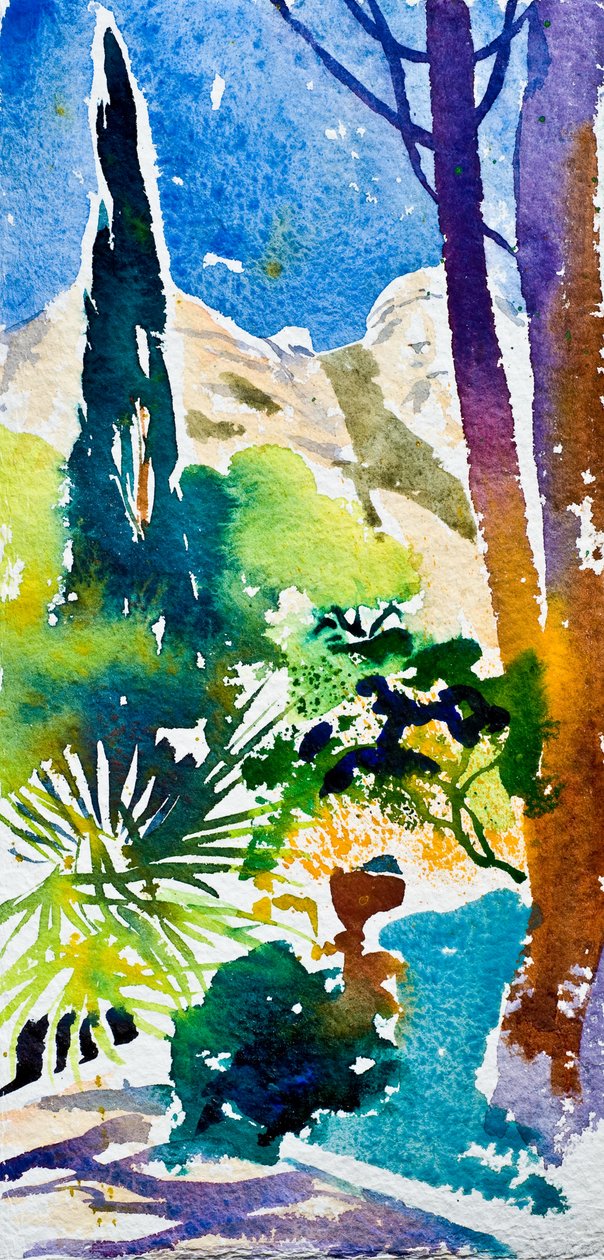 Garden in the South (akvarel på papir) af Simon Fletcher