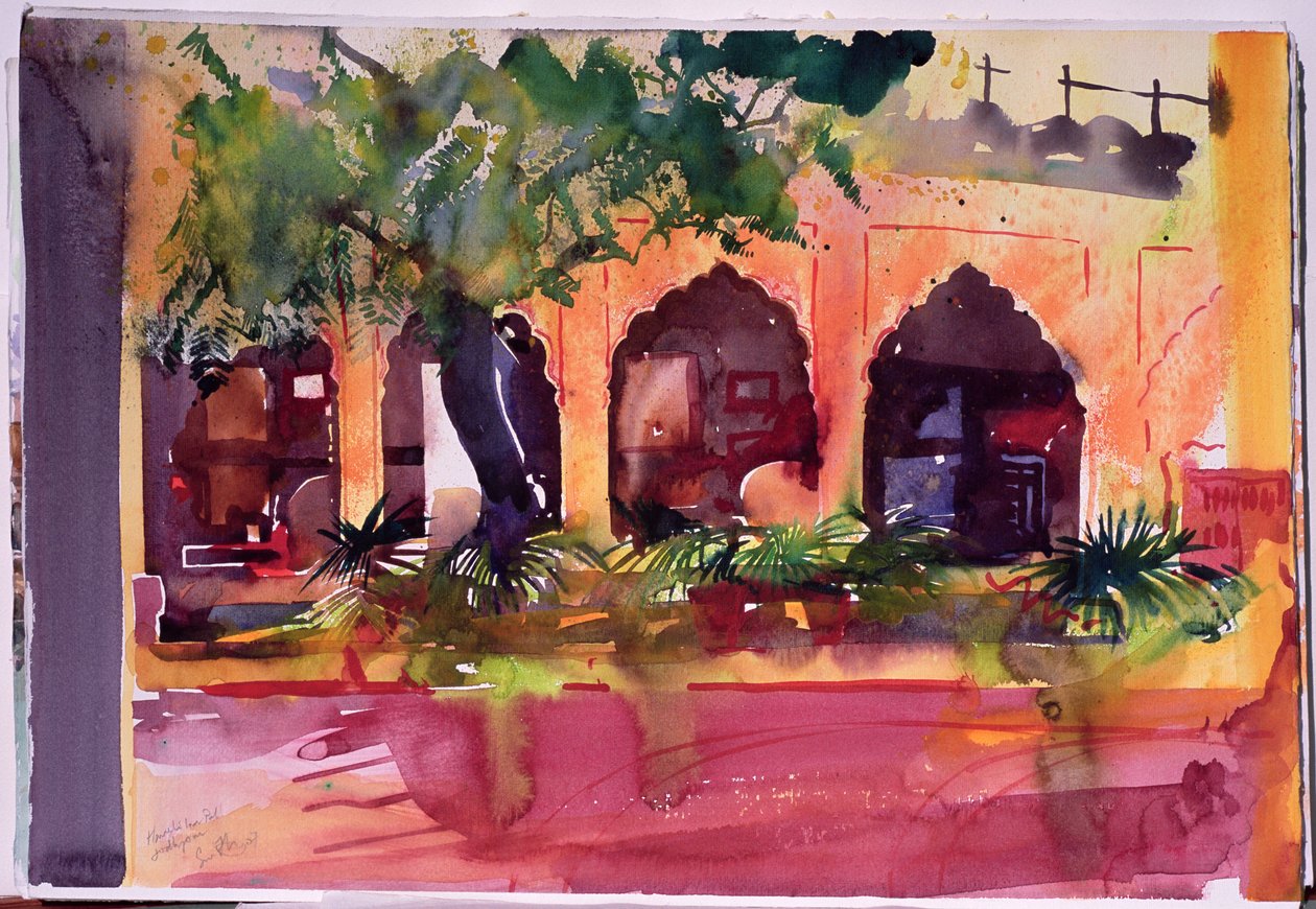 Haveli Inn Pal Jodphur, 2007 (akvarel på papir) af Simon Fletcher