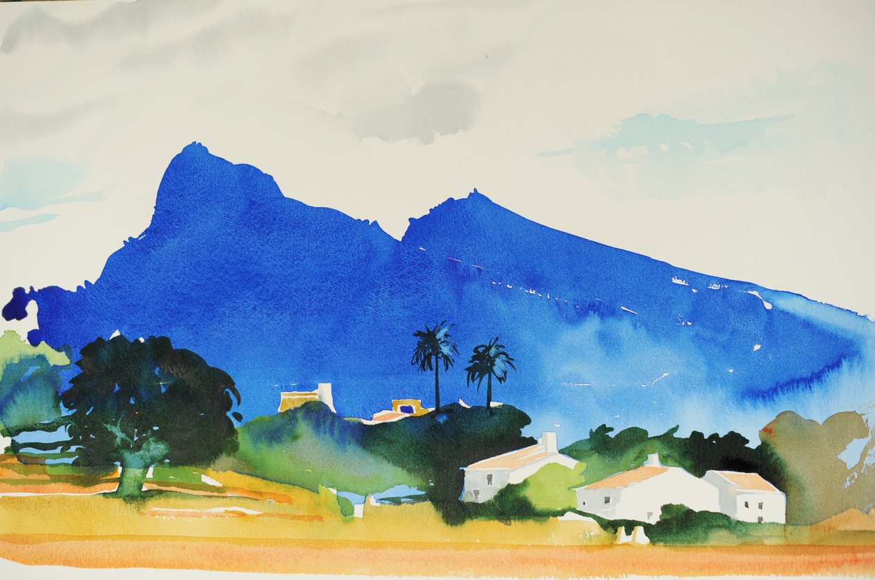Bakkerne i Pollença, 2016 (akvarel) af Simon Fletcher