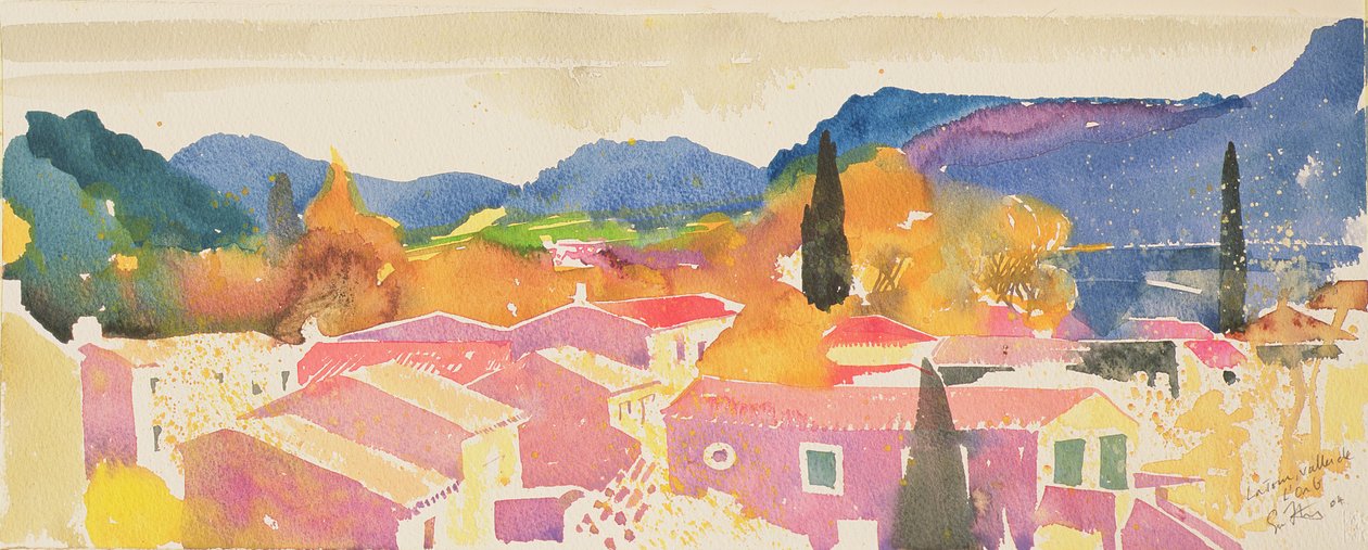 La tour sur Orb, 2004 Frankrig (akvarel) af Simon Fletcher