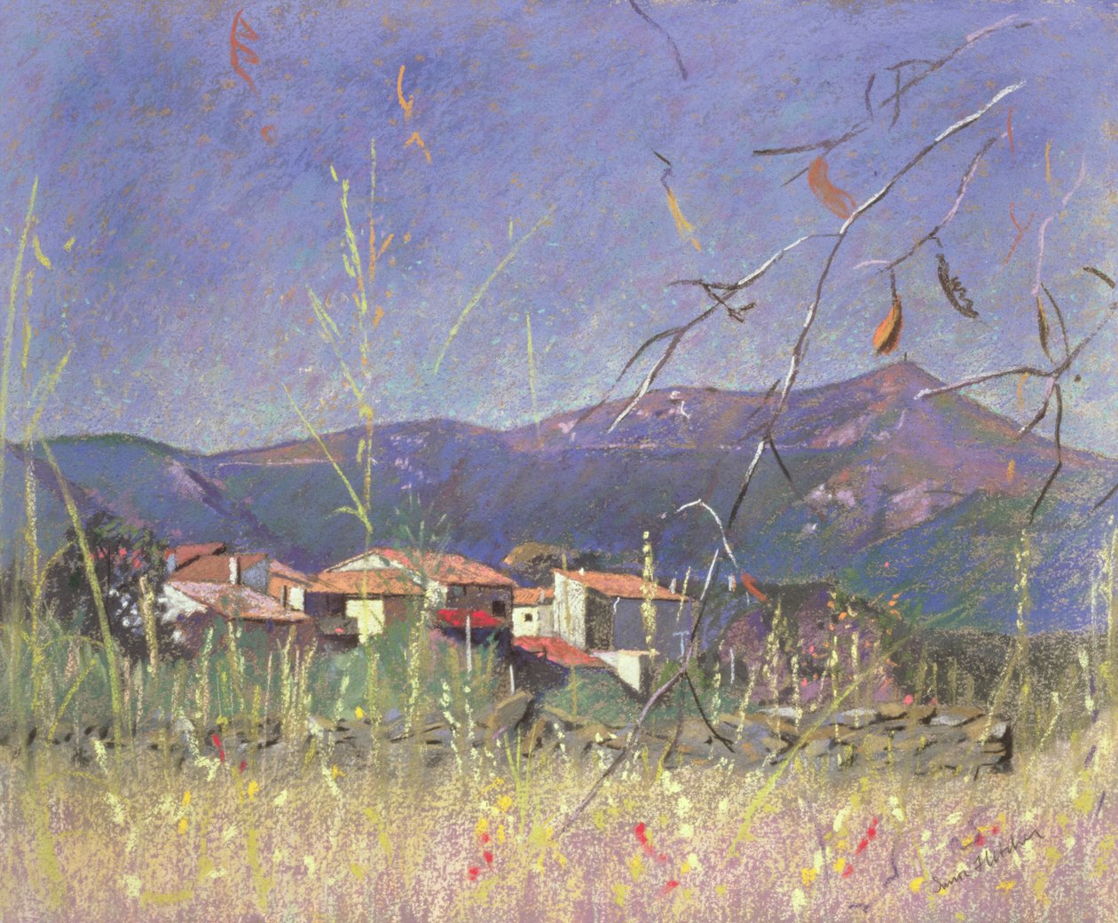 Landskab (pastel på papir) af Simon Fletcher