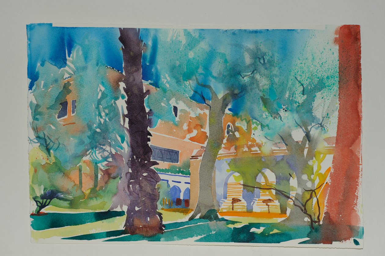 Mamounia Terrace, 2010 (akvarel på papir) af Simon Fletcher