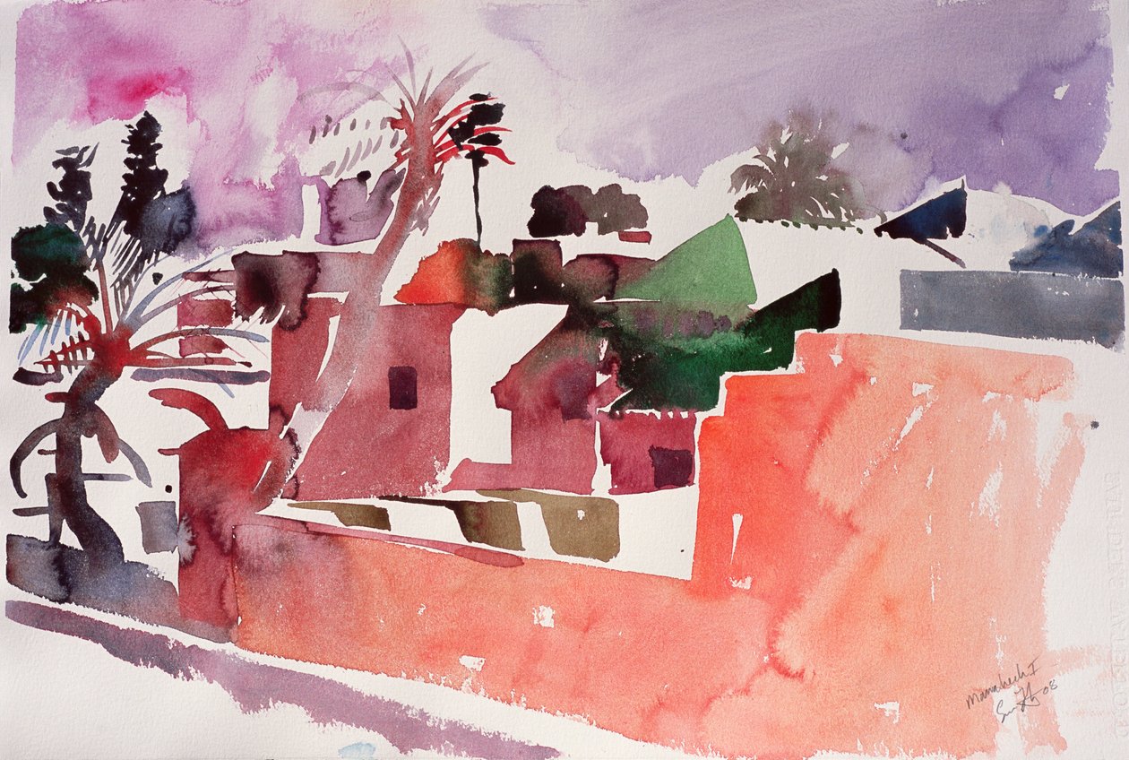 Marrakech 1 (akvarel på papir) af Simon Fletcher