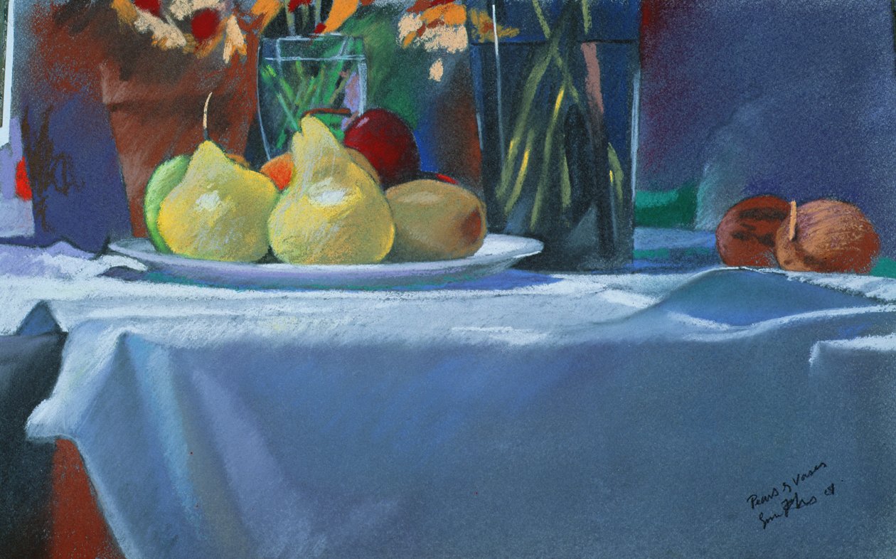 Pærer og vaser, 2004 (pastel) af Simon Fletcher