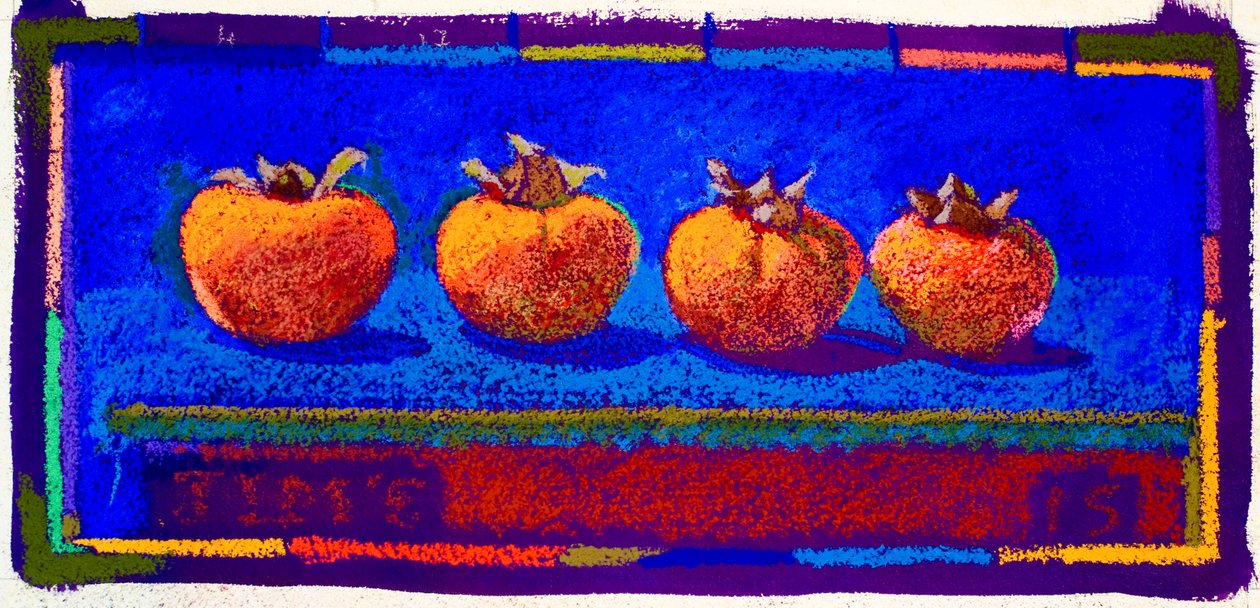 Persimmons, 2015 (pastel på papir) af Simon Fletcher