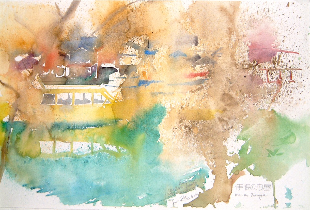 Regn og gule både, 2000 (akvarel) af Simon Fletcher