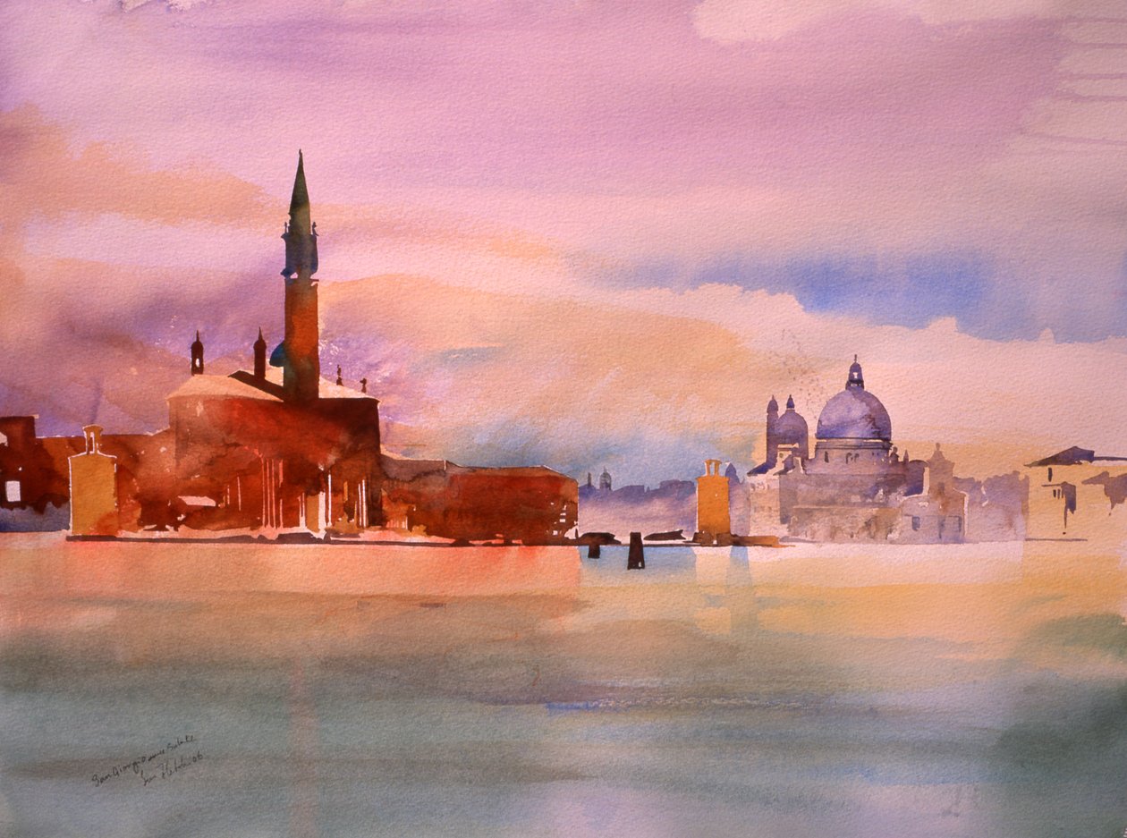 San Giorgio og Salute, 2006 (akvarel på papir) af Simon Fletcher
