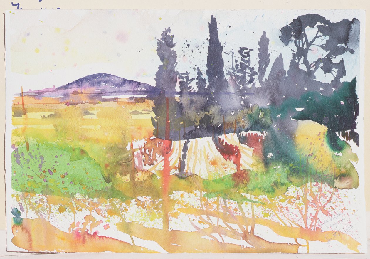 Sete, vu de Loupian, 2004 (akvarel på papir) af Simon Fletcher
