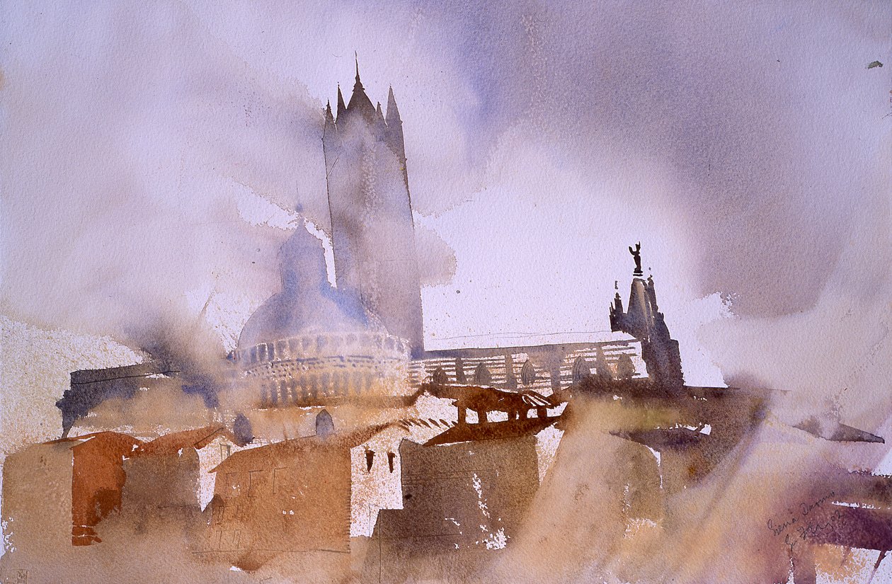 Sienas katedral, 2002 (akvarel) af Simon Fletcher