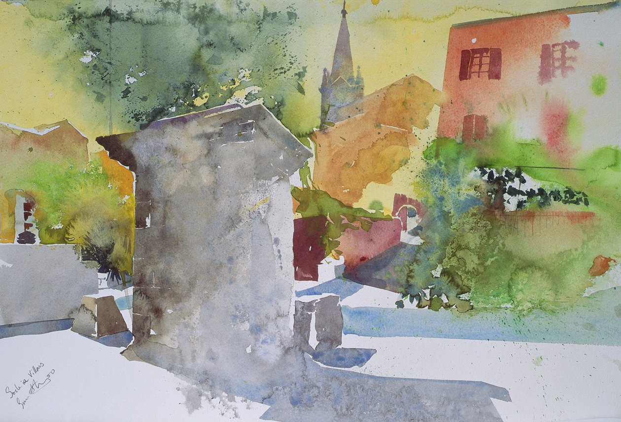 Socle a Villars, Frankrig, 2003 (akvarel) af Simon Fletcher