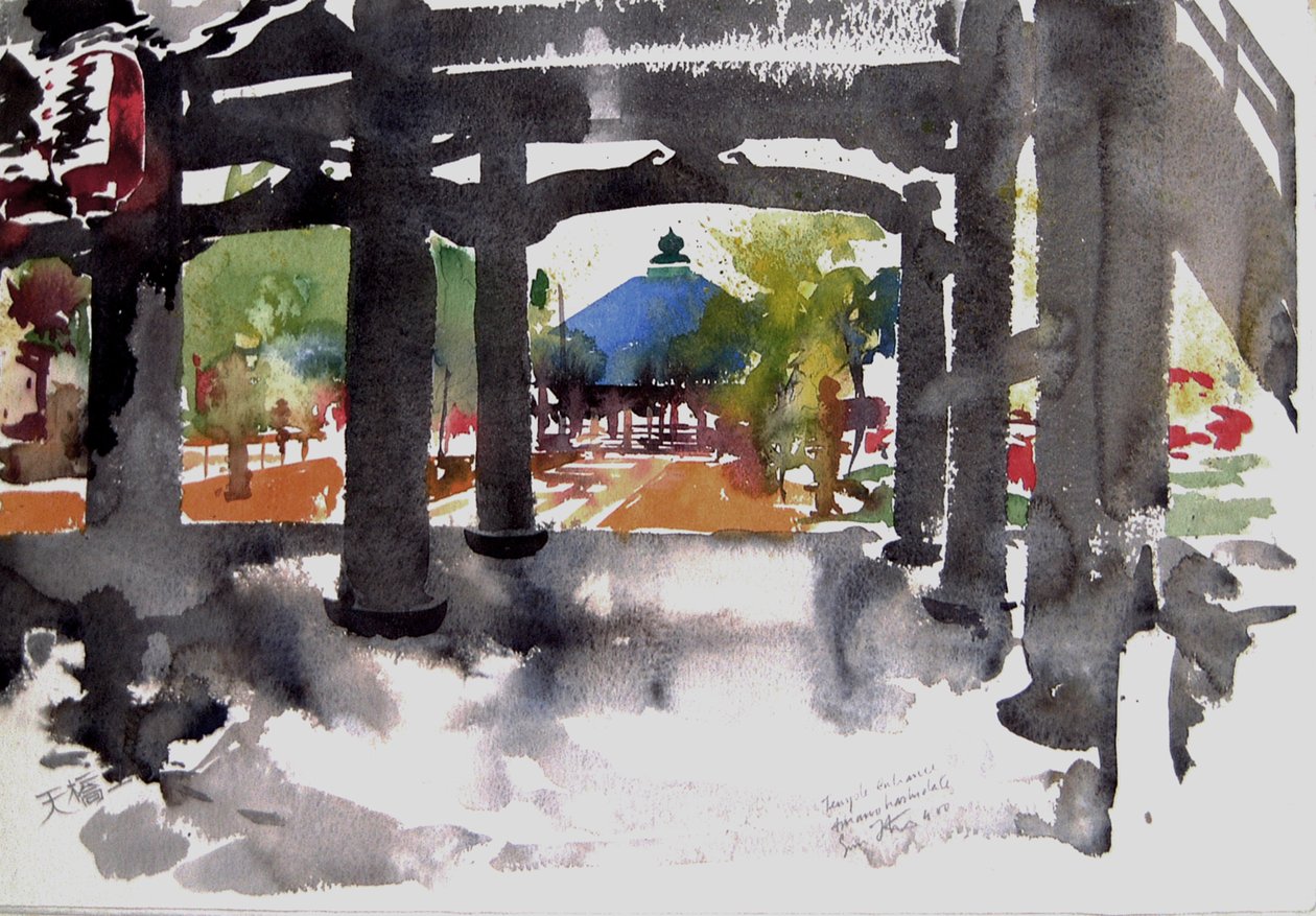 Tempelindgang Amanohashidati, 2000 (akvarel) af Simon Fletcher