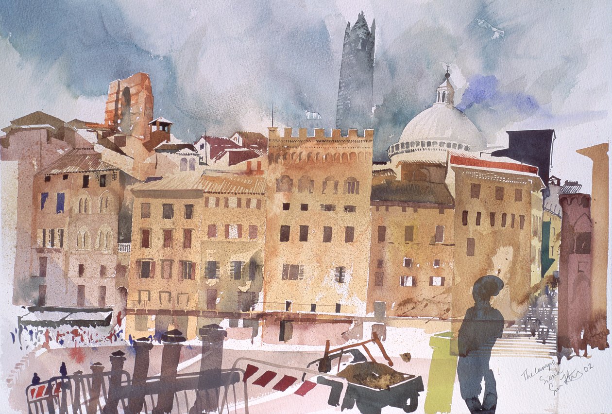 Campo, Siena, 2002 (akvarel på papir) af Simon Fletcher