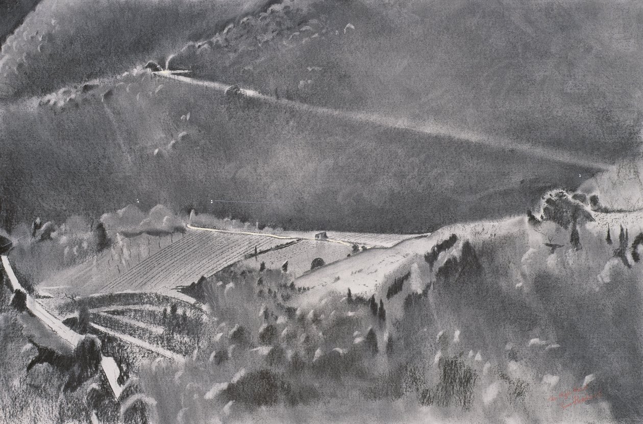 The High Road, 2001 (pastel og blandede medier på papir) af Simon Fletcher