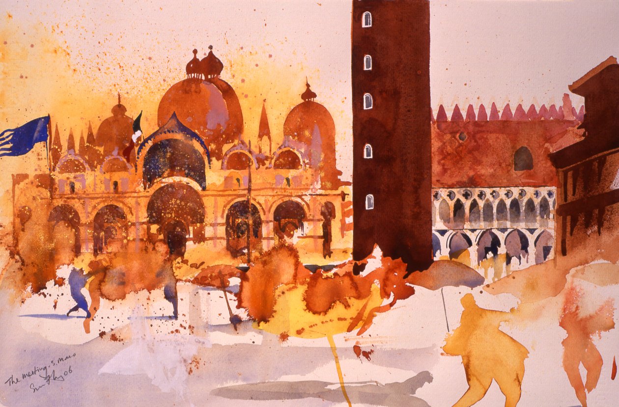 The Meeting, San Marco, 2006 (akvarel på papir) af Simon Fletcher