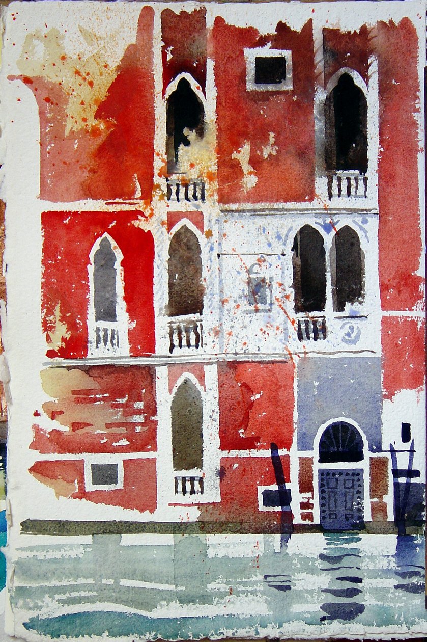Det røde hus, Venedig, 2006 (akvarel) af Simon Fletcher
