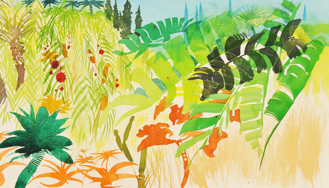 Tropical Garden, Mogador, 2016 (vandbaseret medie) af Simon Fletcher