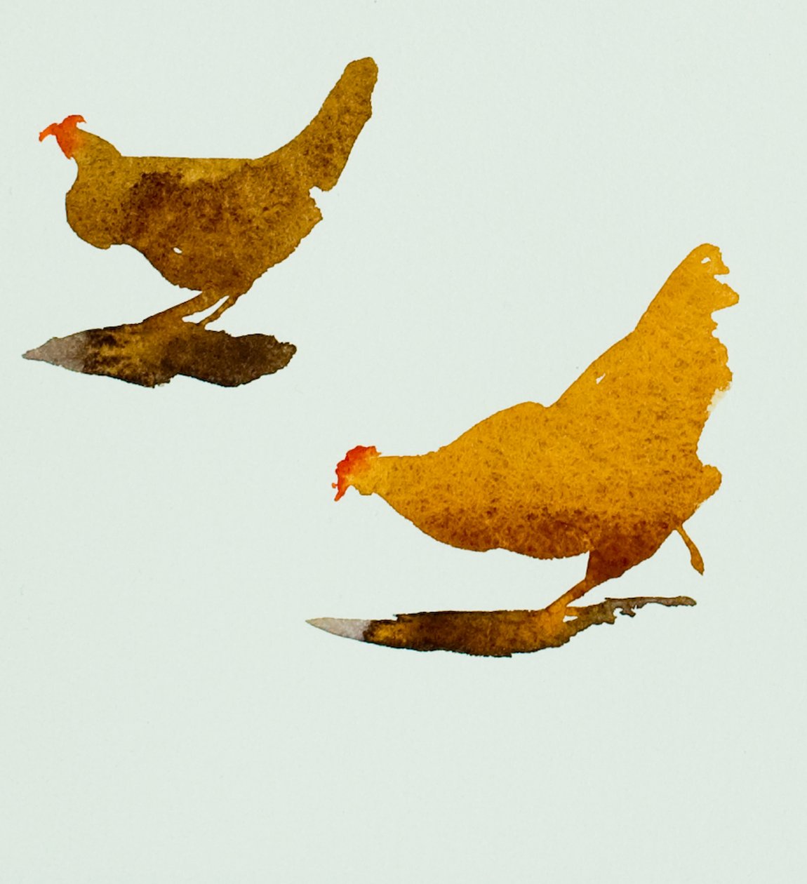 To kyllinger, 2013 (akvarel) af Simon Fletcher