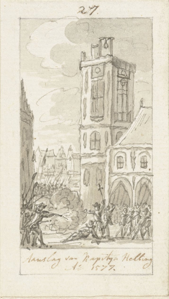 Kaptajn Herman van der Hellings fald, 23. november 1577 af Simon Fokke