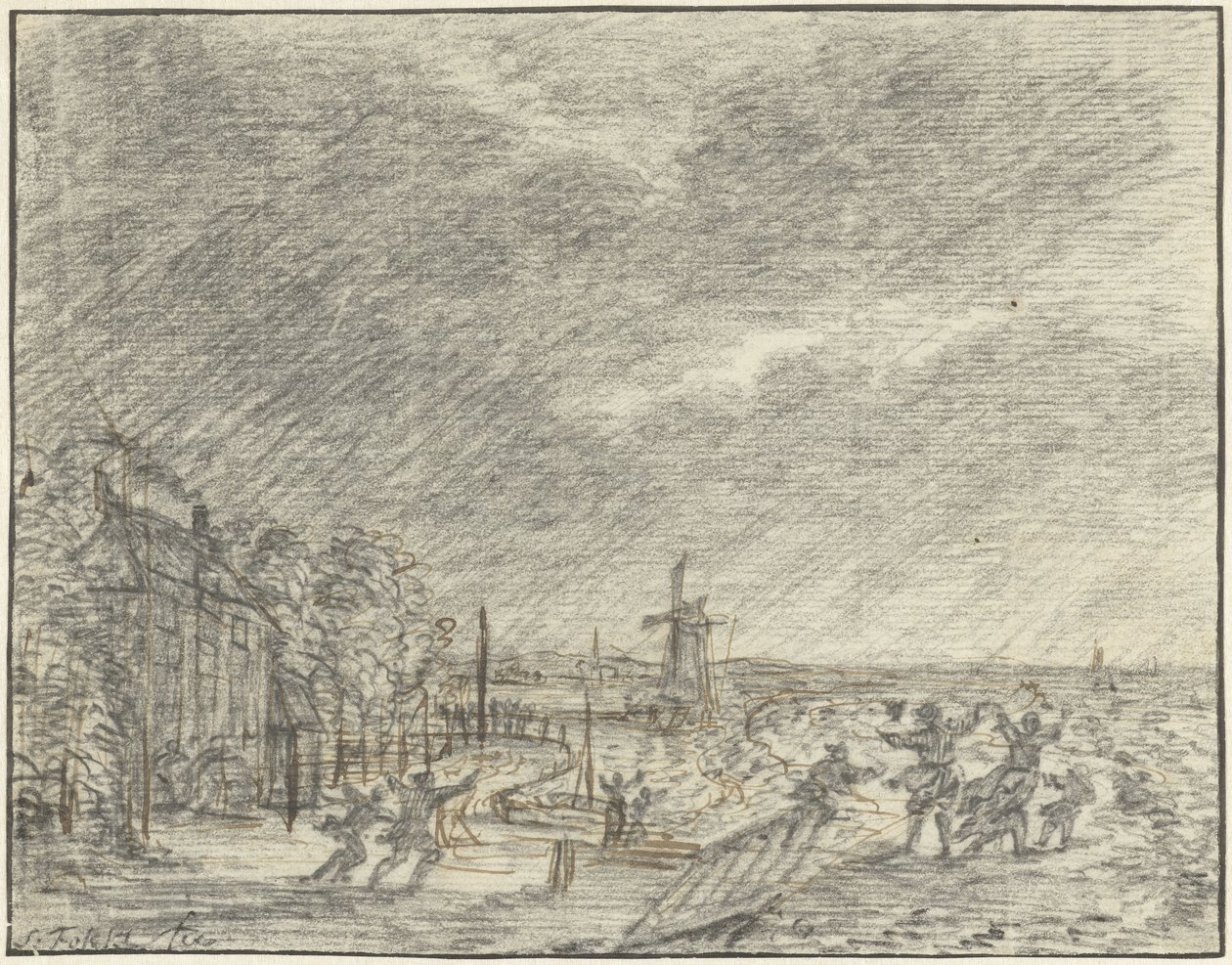 Kraftig storm og oversvømmelse ved Halfweg, 15. november 1775 af Simon Fokke