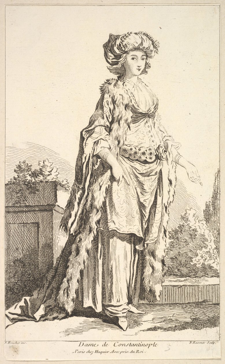 Dame af Konstantinopel, fra Recueil de forskellige udenlandske figurer Opfundet af ..., 1700-tallet. af Simon Francois Ravenet