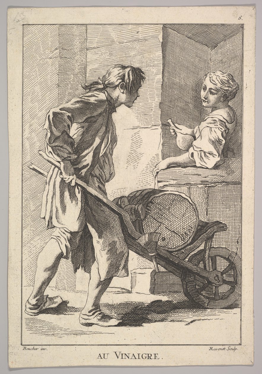 Omvendt kopi af Au Vinaigre Eddike, fra Le Cris de Paris The Cries of Paris..., 1700-tallet. af Simon Francois Ravenet