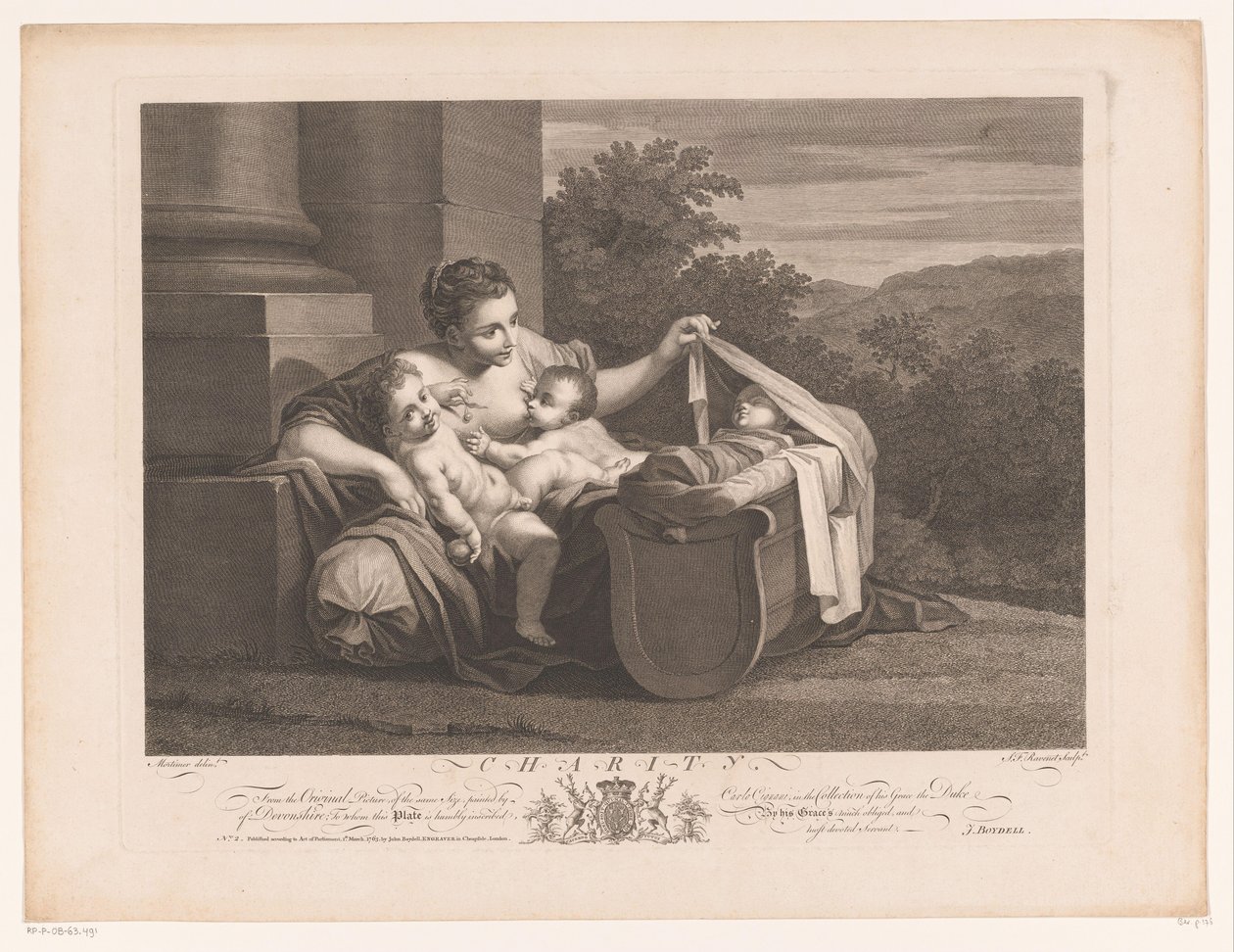 velgørenhed Velgørenhed (titel på objekt) Malerier fra det syttende århundrede fra Devonshire-samlingen (serietitel) af Simon François Ravenet (le vieux)